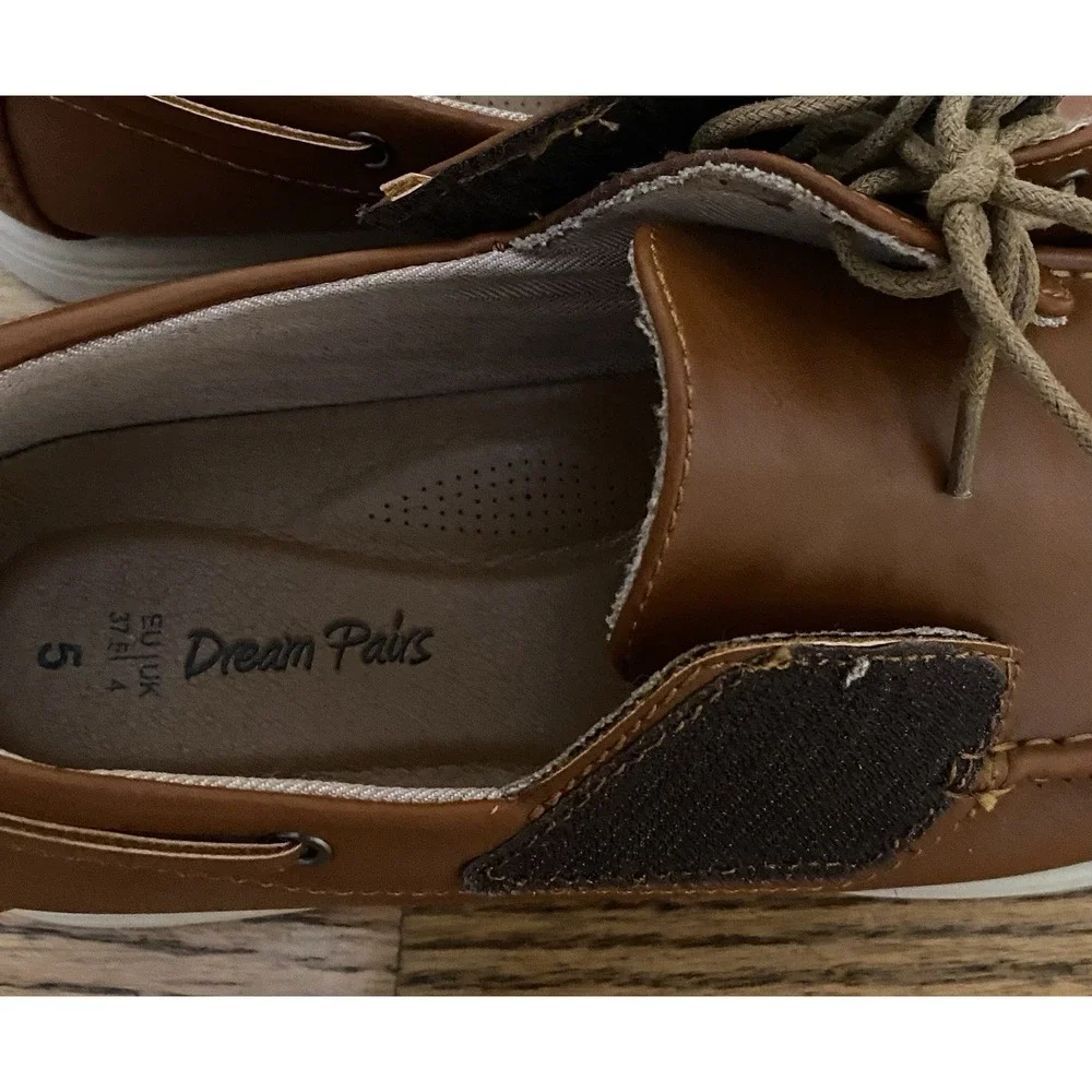 DREAM PAIRS Boys Dress Shoes Boat Shoes Slip on Loafers Casual School Brown Sz 5